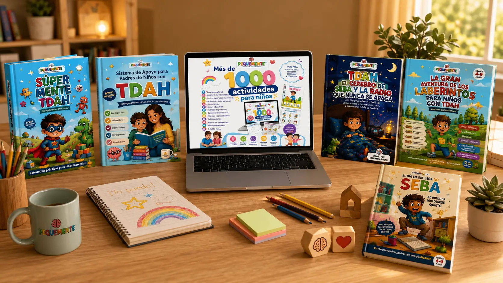 Sistema PequeMente completo: libros, guía para padres y más de 1000 actividades